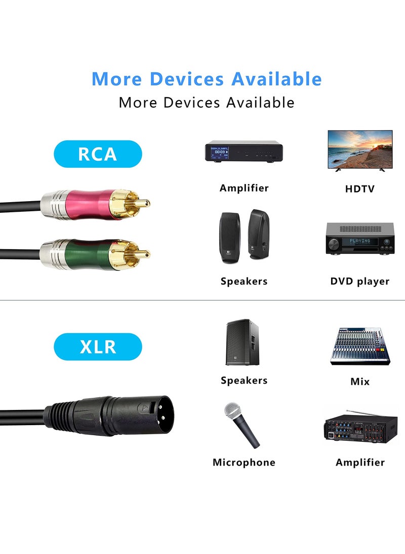 Y&D XLR to 2 RCA Y Splitter Audio Cable, 0.5 M Unbalanced 3 Pin Male Dual Male, Stereo Breakout Cable Adapter Amplifier, Gold Plated Plugs for Microphone Mixing Consoles  - Image 3