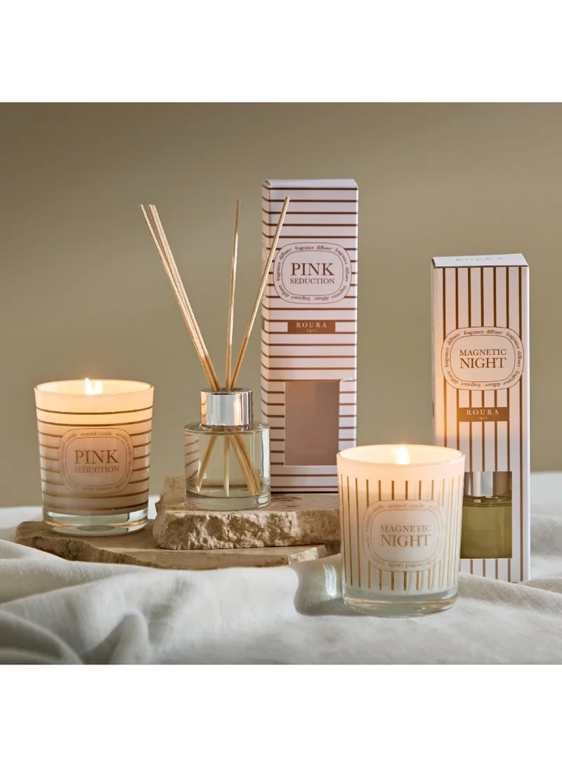 Home Box Roura Gold and Pink Seduction Glass Scented Candle 130 g