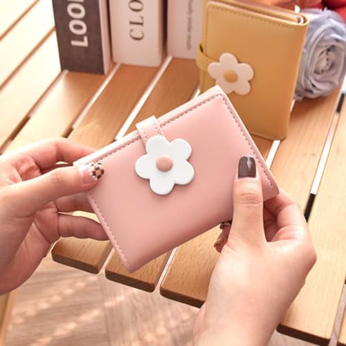 PALAY® Small Wallet for Woman Stylish PU Leather Trifold Mini Purse with 7 Card Slots, ID Window, Cash Pocket, 3D Floral Buckle Cute Card Holder Wallets Birthday Gift for Women, Girls - Image 5