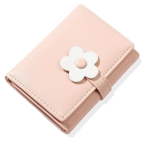 PALAY® Small Wallet for Woman Stylish PU Leather Trifold Mini Purse with 7 Card Slots, ID Window, Cash Pocket, 3D Floral Buckle Cute Card Holder Wallets Birthday Gift for Women, Girls - Image 1
