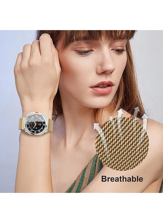 O Ozone - Milanese Band Compatible with Samsung Galaxy Watch Ultra Band 47mm (2024), Stainless Steel Mesh Loop Magnetic Clasp Strap for Women Men - Gold - Image 1