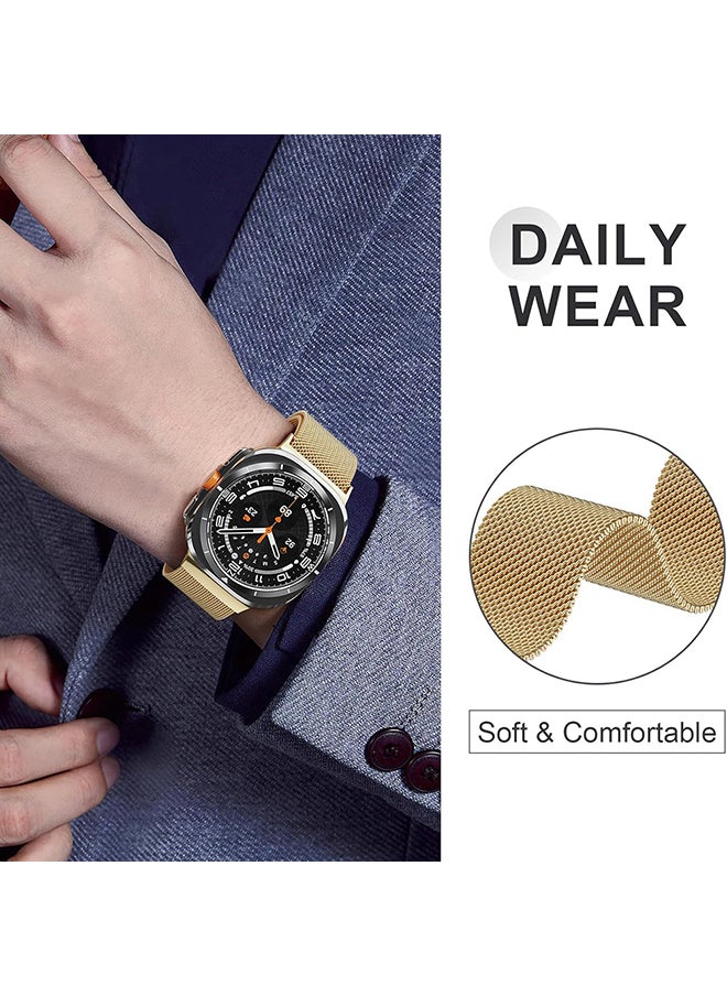 O Ozone - Milanese Band Compatible with Samsung Galaxy Watch Ultra Band 47mm (2024), Stainless Steel Mesh Loop Magnetic Clasp Strap for Women Men - Gold - Image 1