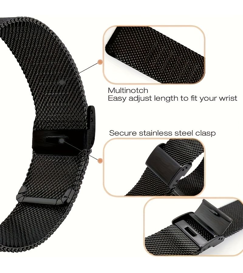 Rose Golden 20mm Stainless Steel Milan Ring Strap for Smartwatch - Image 4