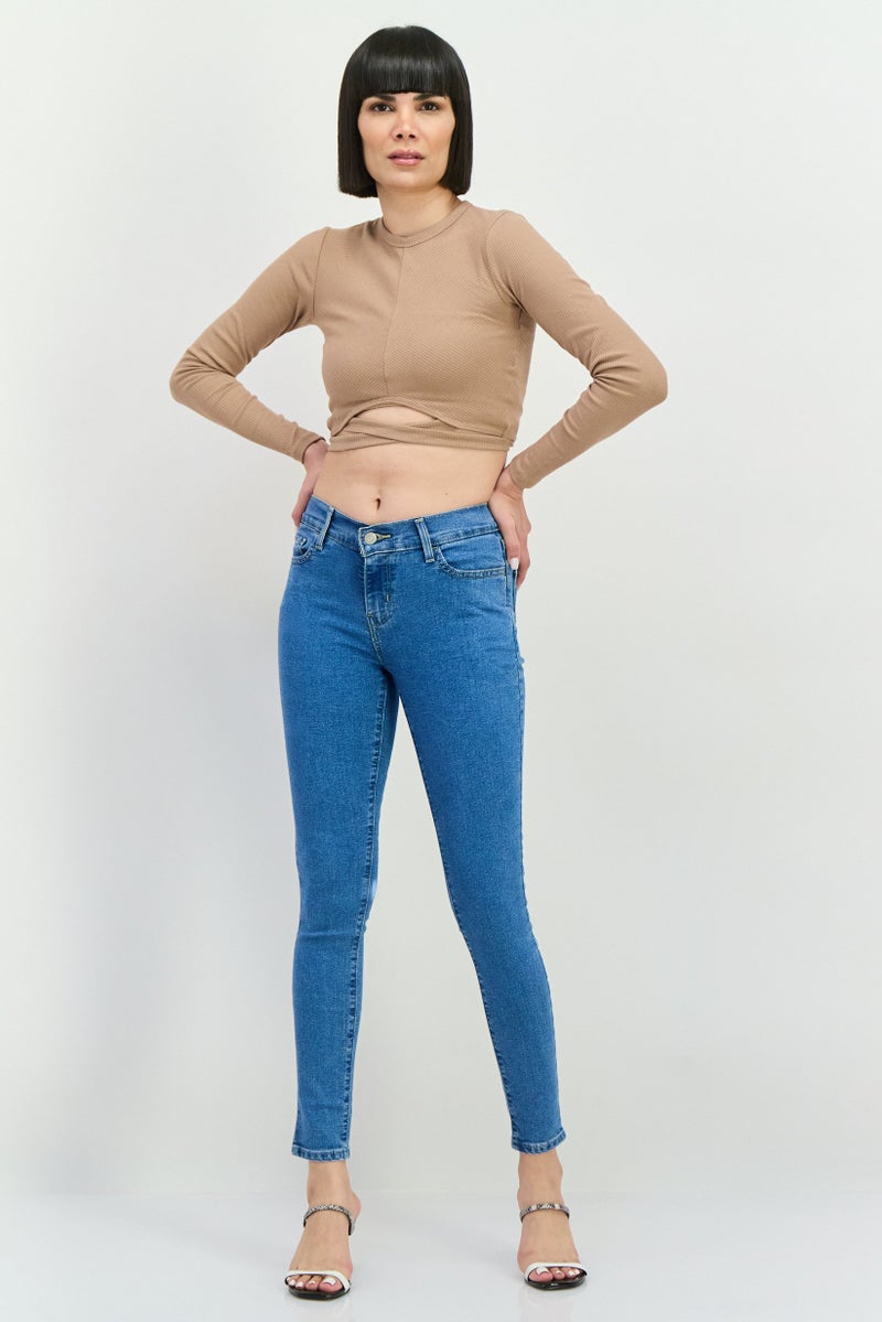 Levi's Women Super Skinny Fit Washed Stretchable Denim Jeans, Light Blue - Image 4