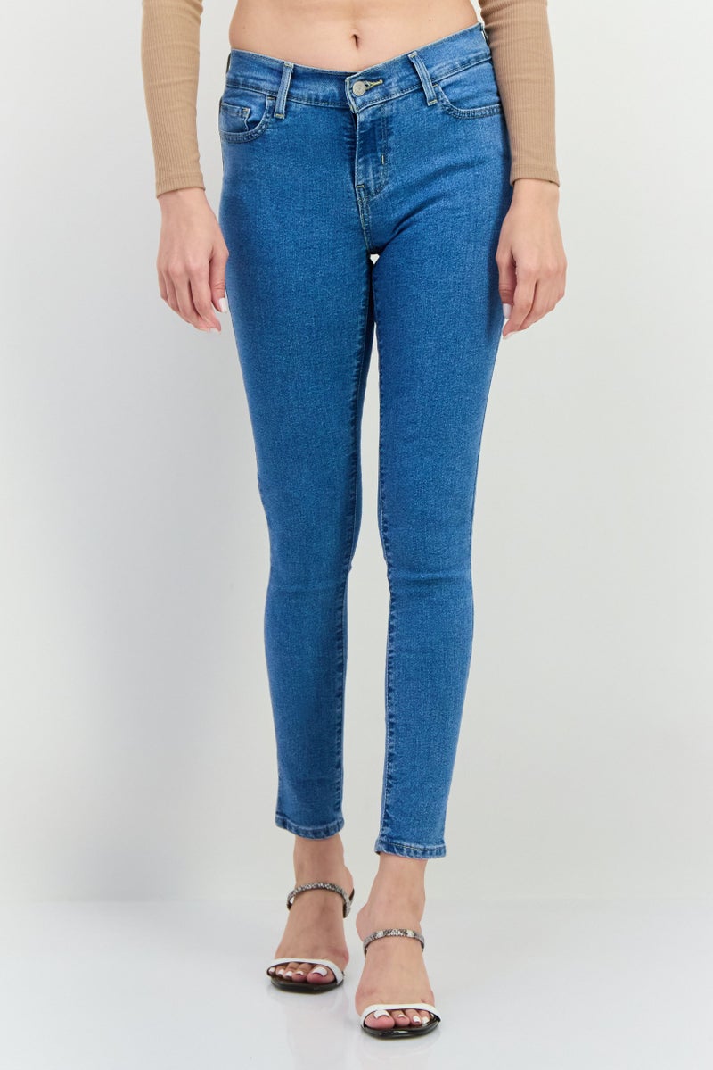 Levi's Women Super Skinny Fit Washed Stretchable Denim Jeans, Light Blue - Image 1