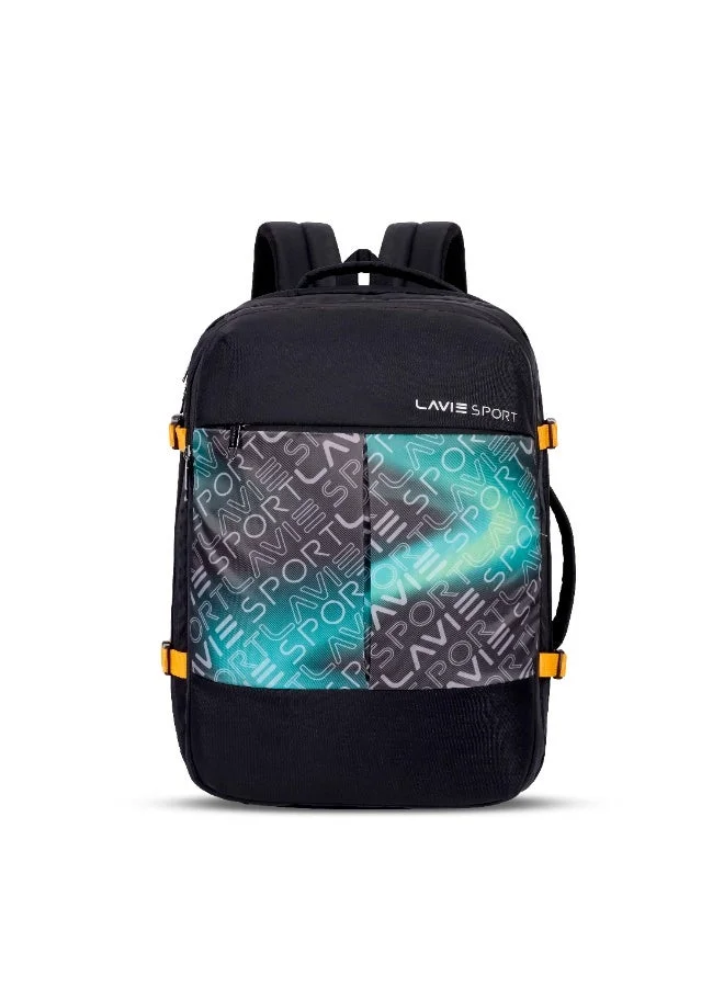 Lavie Sport Quest30 2C Backpack 30L |Multifunctional Laptop bag For Men &amp; Women (BLACK/TEAL)