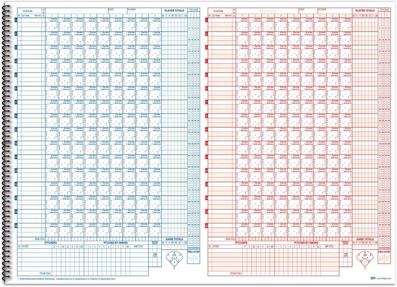 Score It Right Side By Side Baseball/Softball Scorebook – Premium Score Keeping Book – 16 Player - 30 Game Scorebook with Pitch Count, Individual Player Stats, Batting Average Chart - 11.5" x 16" - Image 3
