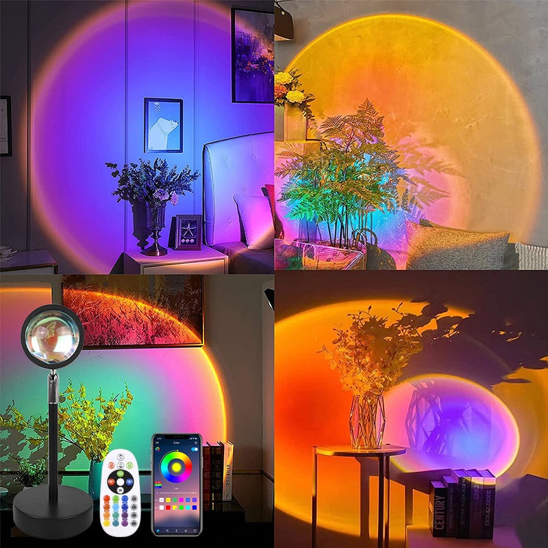 Smart App Remote Control Sunset Lamp Sunset Atmosphere Lamp Net Red Live Background Sunset Lamp Sunset Rainbow Projection Lamp - Image 2