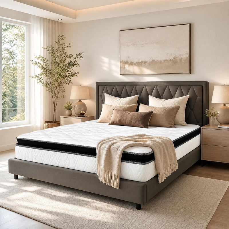 Hybrid Mattress with Quilted Pillow Top and Breathable Knit Cover - Medium Firm Support (Full Size) - Image 1