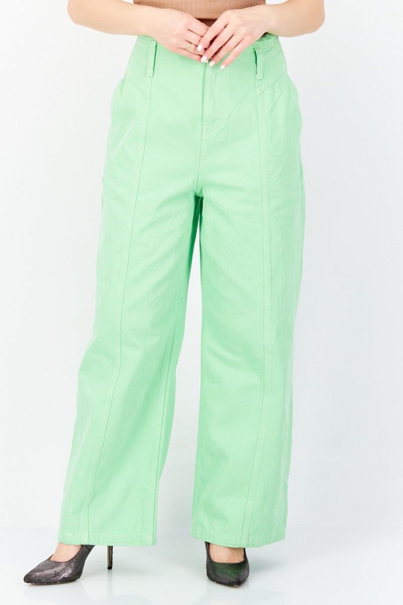 RIVER ISLAND Women Regular Fit Solid Regular Inseam Non-Stretchable  Jeans, Lime Green - Image 1