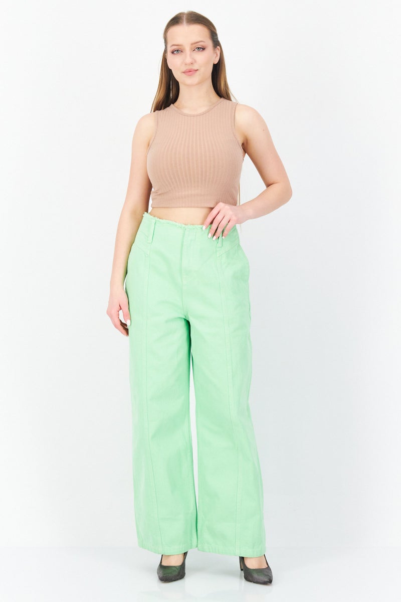 RIVER ISLAND Women Regular Fit Solid Regular Inseam Non-Stretchable  Jeans, Lime Green - Image 3