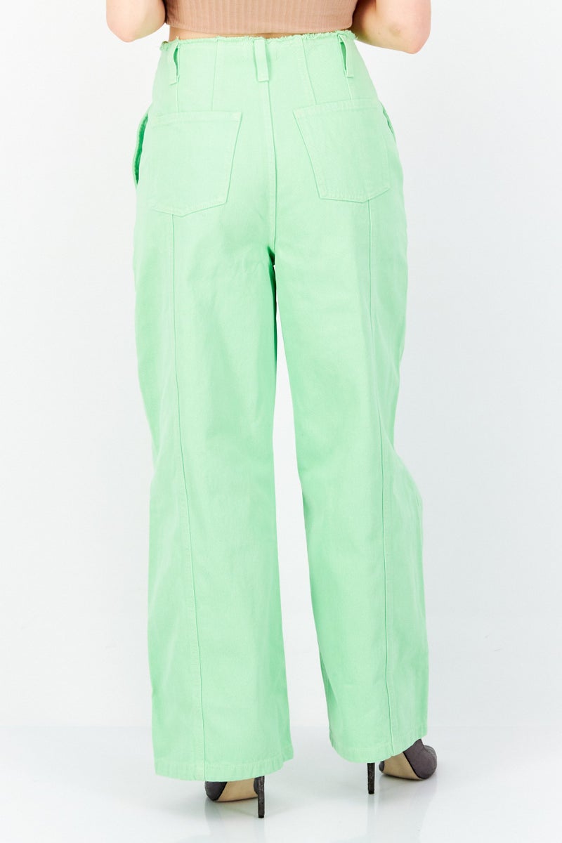 RIVER ISLAND Women Regular Fit Solid Regular Inseam Non-Stretchable  Jeans, Lime Green - Image 4