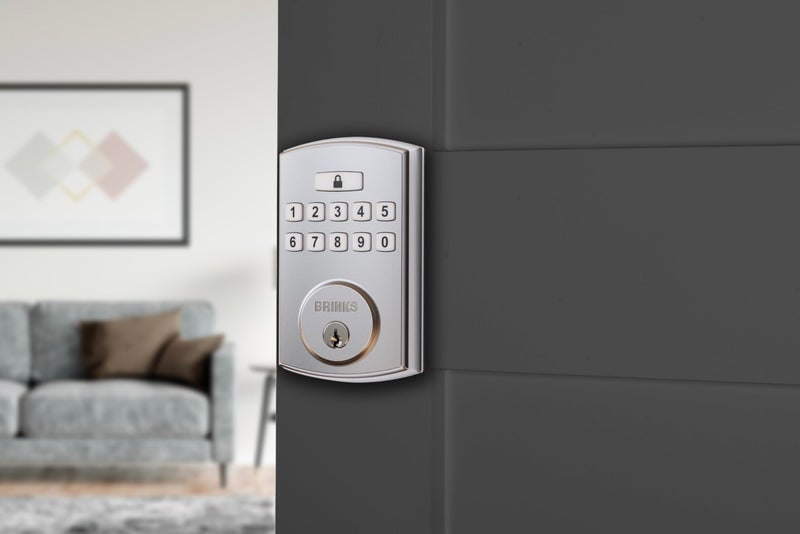 BRINKS Keyless Entry Door Lock Deadbolt, High-Security Keypad Door Lock with Deadbolt, 50 User Codes, Auto Locking Feature, Satin Nickel Security Locks - Image 1