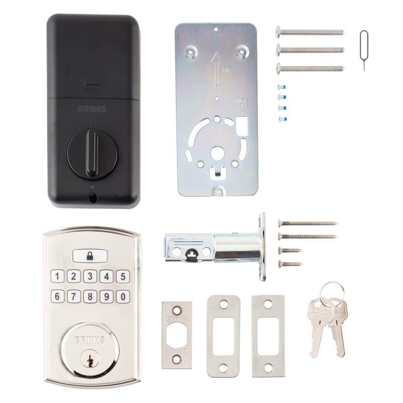 BRINKS Keyless Entry Door Lock Deadbolt, High-Security Keypad Door Lock with Deadbolt, 50 User Codes, Auto Locking Feature, Satin Nickel Security Locks - Image 3