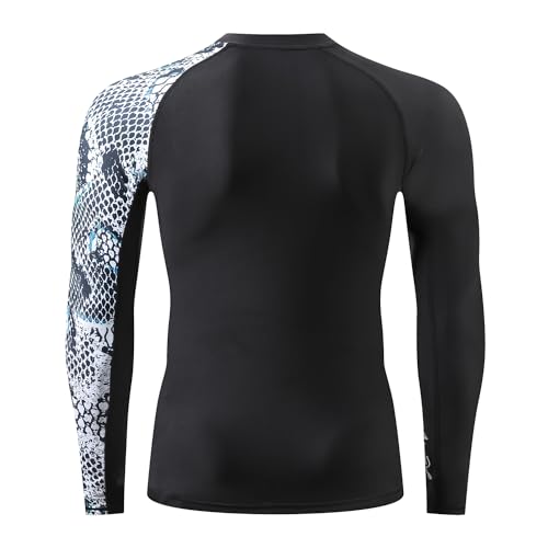 ADOREISM Men's Splice Compression Long Sleeve Rash Guard Surf Swim Shirt UV Sun Protection UPF 50+ (Snake Scale,M) - Image 4