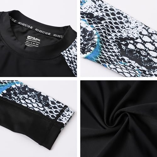 ADOREISM Men's Splice Compression Long Sleeve Rash Guard Surf Swim Shirt UV Sun Protection UPF 50+ (Snake Scale,M) - Image 5