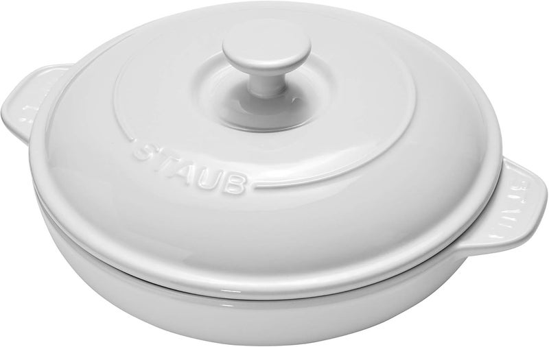 STAUB Ceramic 8-inch Round Covered Brie Baker - White - Image 1