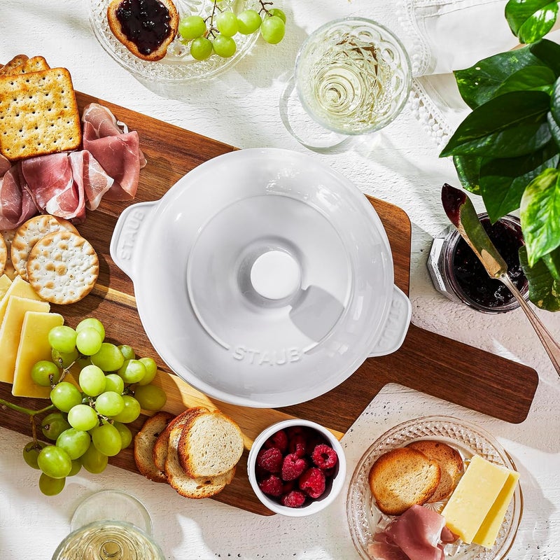 STAUB Ceramic 8-inch Round Covered Brie Baker - White - Image 5