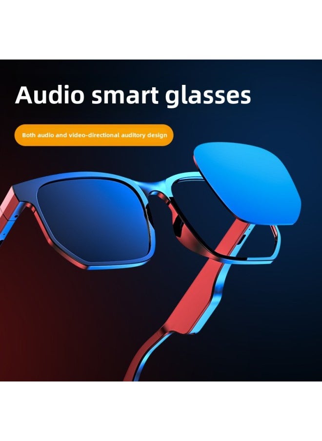 Generic Air Conduction Bluetooth Glasses Wireless Bluetooth Audio Sunglasses Driving Hands-free Call Multi-function Music Sunglasses-Color:Black  - Image 1