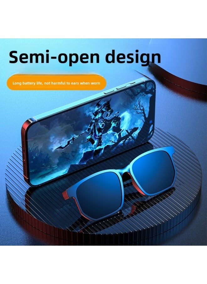 Generic Air Conduction Bluetooth Glasses Wireless Bluetooth Audio Sunglasses Driving Hands-free Call Multi-function Music Sunglasses-Color:Black  - Image 3