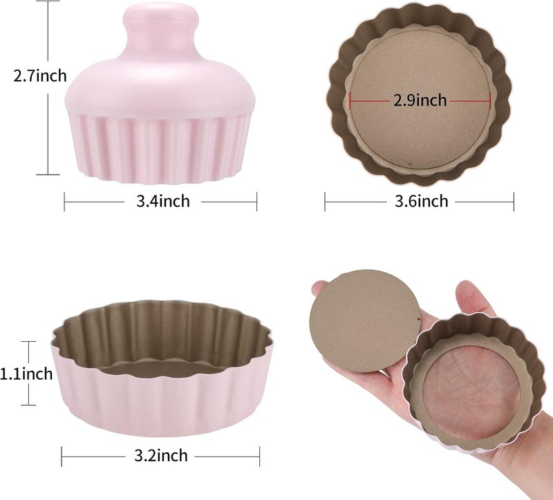 CGGYYZ Mini Round Tart Pan with Removable Bottom, Nonstick Mini Pie Pans for Baking, Carbon Steel Quiche Pan Set for Cupcake Muffin Cakes and Desserts, Including 6 Tart Pan and 1 Tart Tamper (Multicolor) - Image 4