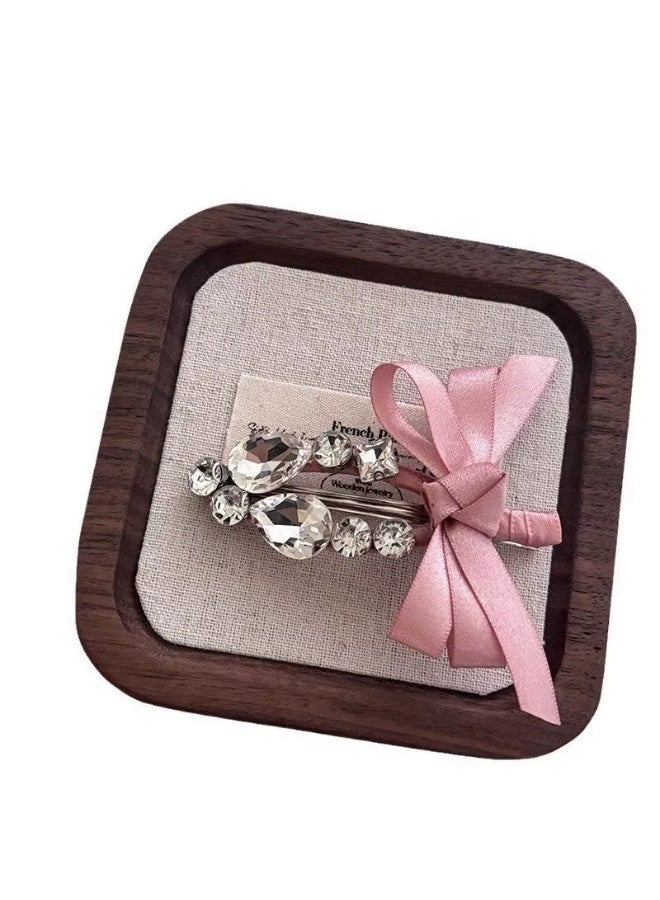 Goolsky Sparkling Bow Hair Clips - Hollow-Out Design with Pink Ribbon Bows, Durable Plastic Hairpins for Women & Teens 14+, Secure Hold for Bangs & Side Hair, Elegant Hair Accessories - Image 1