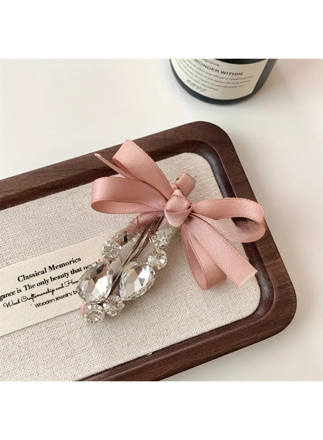 Goolsky Sparkling Bow Hair Clips - Hollow-Out Design with Pink Ribbon Bows, Durable Plastic Hairpins for Women & Teens 14+, Secure Hold for Bangs & Side Hair, Elegant Hair Accessories - Image 4