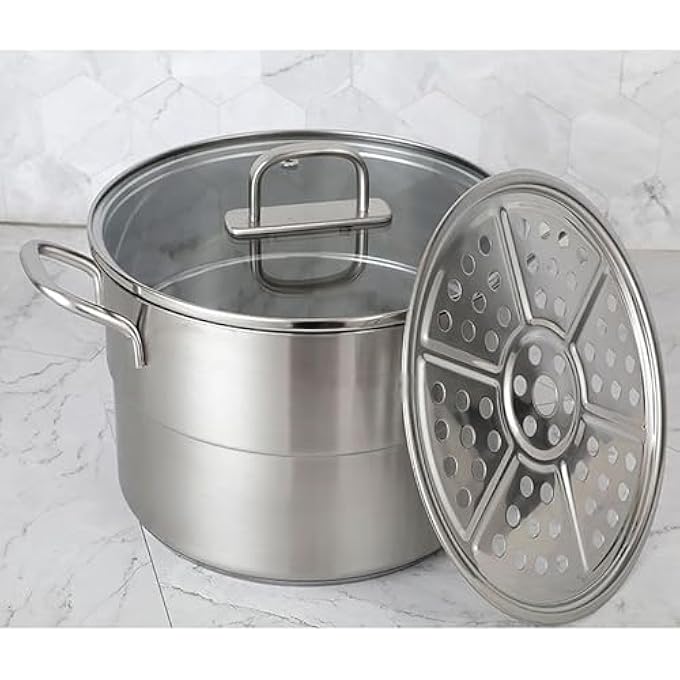 مقلاة بخار/قدر مرق، قدر بخار منزلي سميك من الفولاذ المقاوم للصدأ 304، لموقد الغاز/الطباخ الحثي، - Image 3