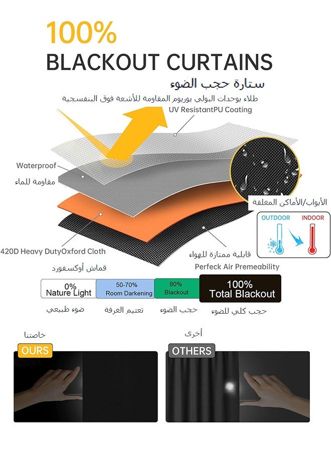 Generic - Blackout Curtains, Portable Window Curtain Shade 100% Black Out Room Darkening Light Blocking Drapes for Bedroom Living Room - Image 1