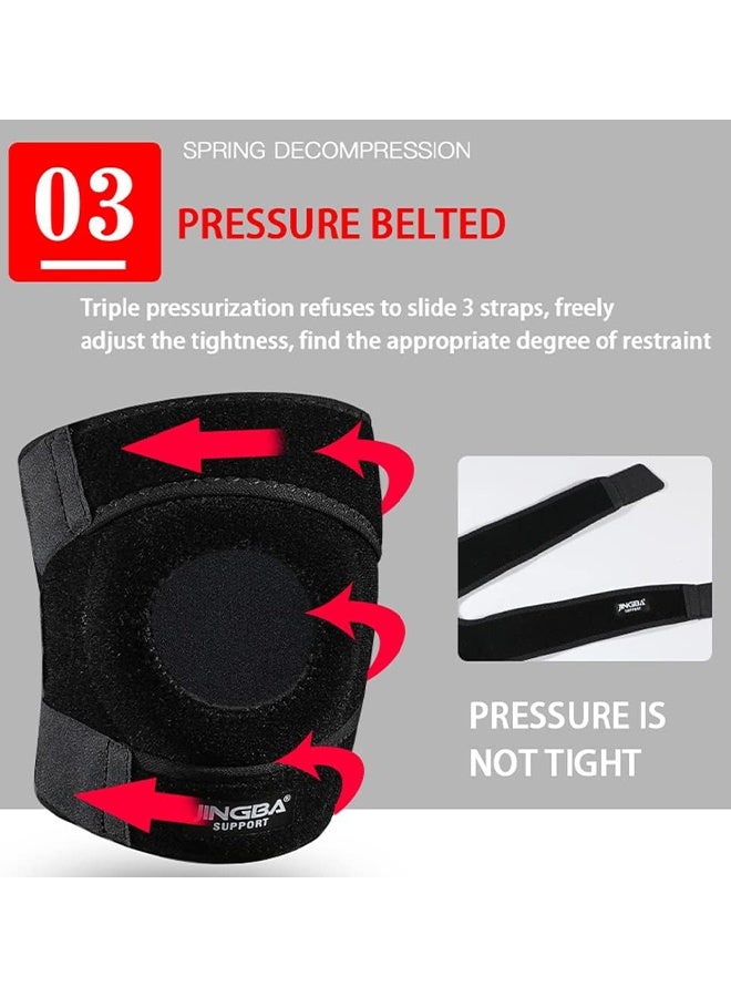 جينجبا سابورت زوج واحد من دعامة الركبة المزودة بحزام مزدوج للضغط ودعم الركبة - حزام قابل للتعديل لحماية الغضروف الهلالي وتخفيف إصابات ACL/MCL - مناسب لالتهاب المفاصل، وتخفيف آلام المفاصل، وتمزق الغضروف الهلالي، مصنوع من النيوبرين القابل للتنفس للركض، وكرة السلة، وركوب الدراجات (للرجال والنساء) - Image 5