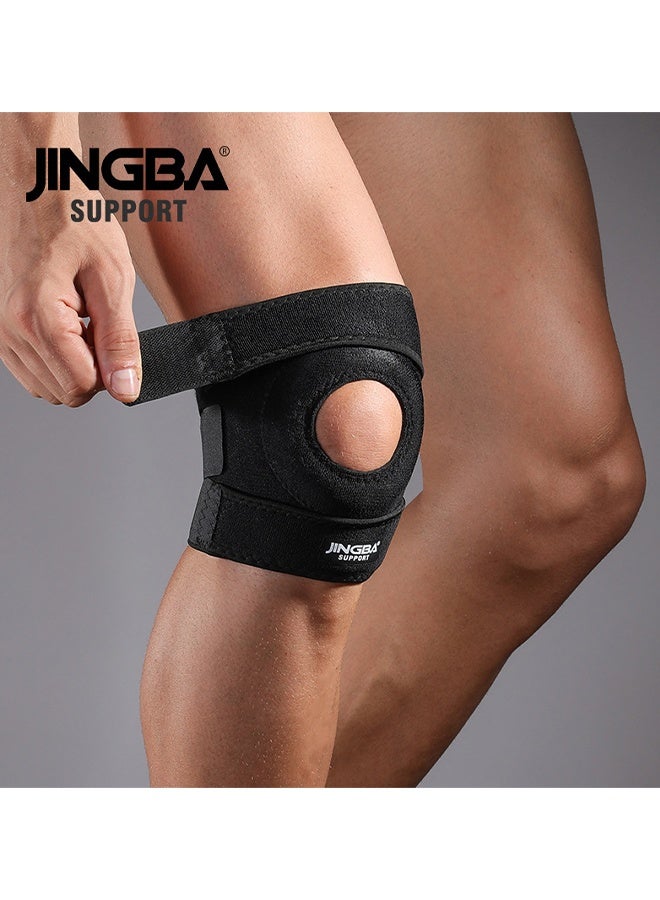 جينجبا سابورت زوج واحد من دعامة الركبة المزودة بحزام مزدوج للضغط ودعم الركبة - حزام قابل للتعديل لحماية الغضروف الهلالي وتخفيف إصابات ACL/MCL - مناسب لالتهاب المفاصل، وتخفيف آلام المفاصل، وتمزق الغضروف الهلالي، مصنوع من النيوبرين القابل للتنفس للركض، وكرة السلة، وركوب الدراجات (للرجال والنساء) - Image 1