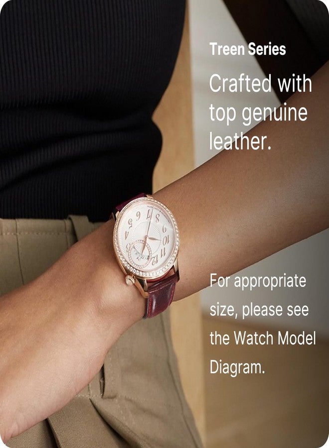 Fullmosa 20 mm Strap Compatible with Samsung Galaxy Watch 7/6/5/4/FE 40 mm 44 mm/5 Pro 45 mm/Galaxy Watch 6 Classic 47 mm Garmin Vivoactive 6/5/3 Women's Leather Watch Strap, Red + Silver Buckle - Image 3