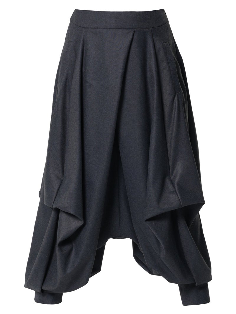 Metamorphoza Draped Harem Pants In Dark Gray - Image 3