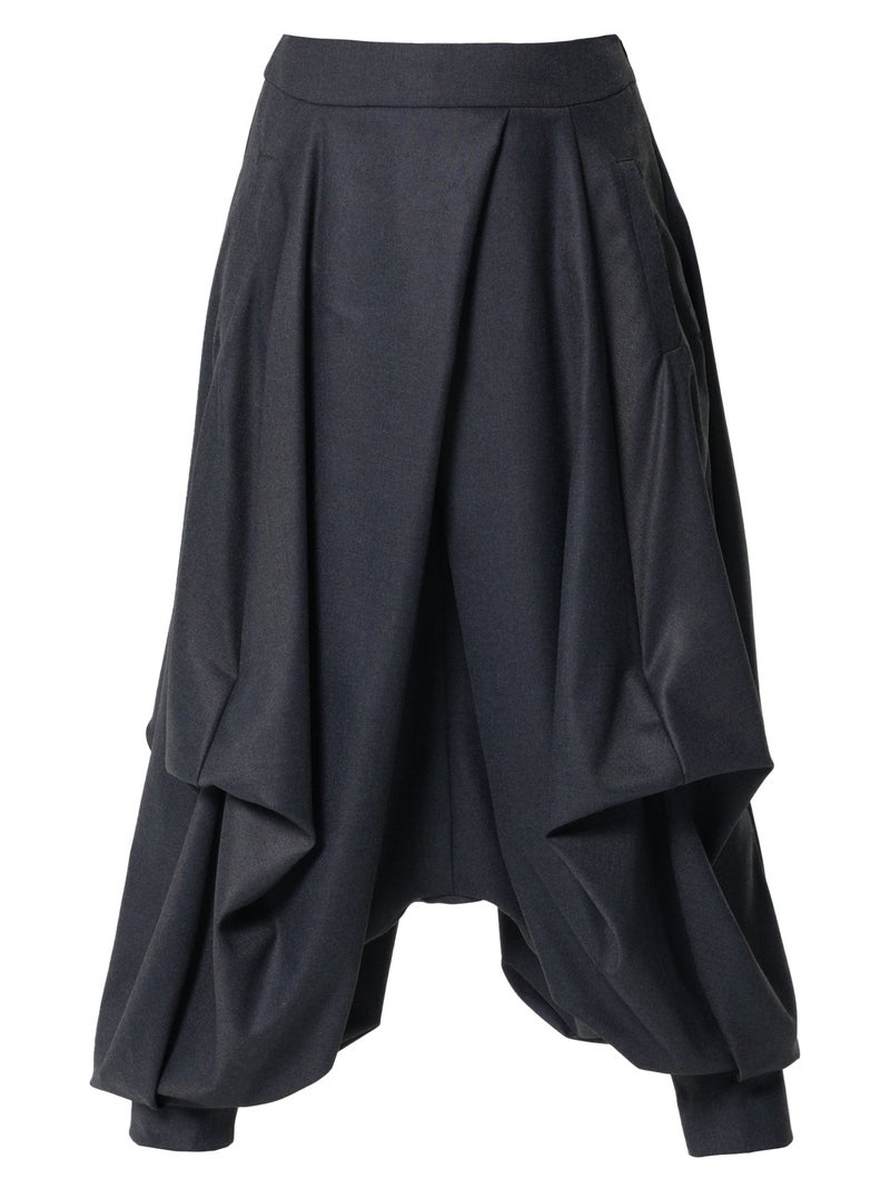Metamorphoza Draped Harem Pants In Dark Gray - Image 2