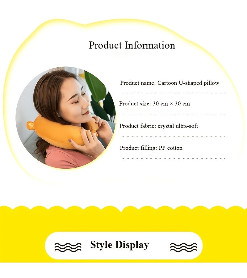 Pink Ergonomic U Shaped Neck Pillow for Travel Office Airplane Car - Image 3