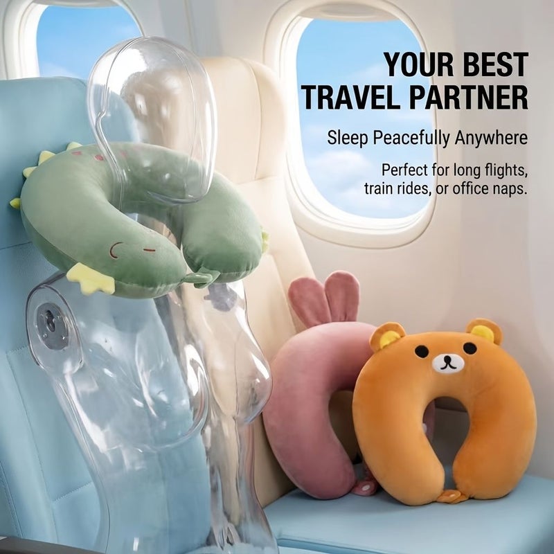 Pink Ergonomic U Shaped Neck Pillow for Travel Office Airplane Car - Image 1
