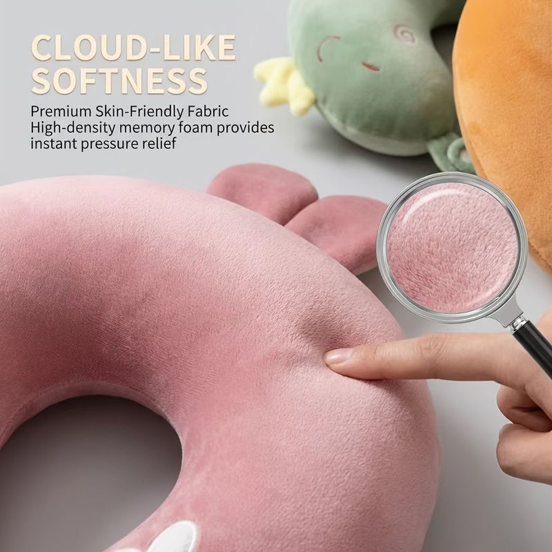 Pink Ergonomic U Shaped Neck Pillow for Travel Office Airplane Car - Image 5
