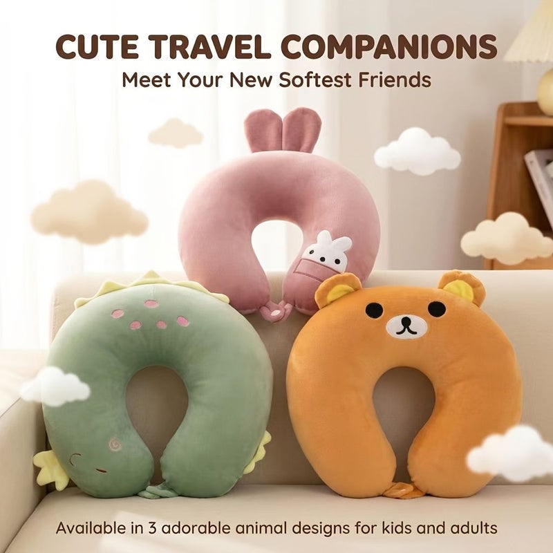 Pink Ergonomic U Shaped Neck Pillow for Travel Office Airplane Car - Image 2