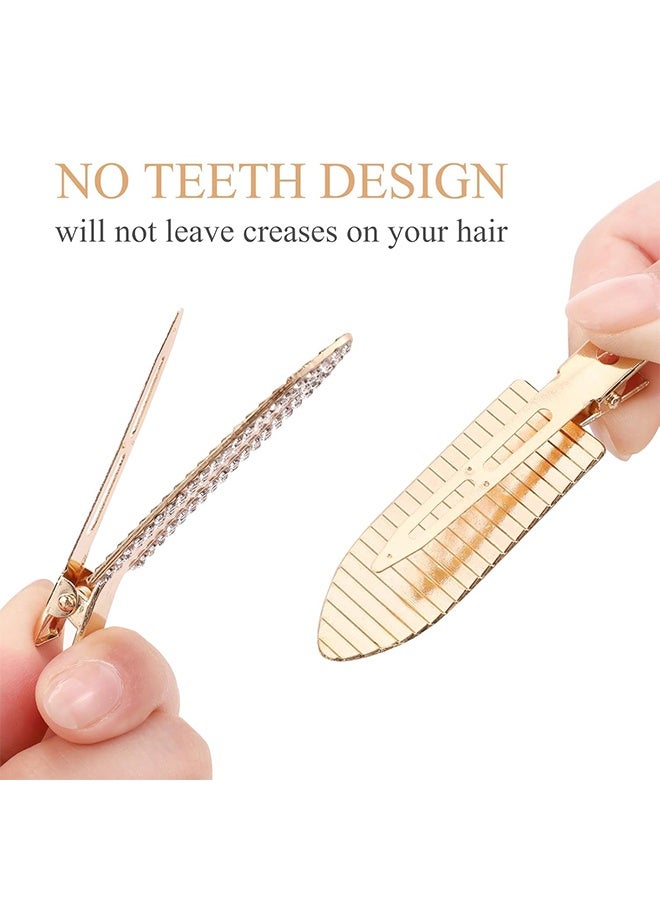 8 قطع مشابك شعر مع كريستالات غير قابلة للانحناء - مصنوعة من المعدن اللامع مع تصميم بشكل الماس، مشابك شعر بدون علامات أو تجاعيد، مشابك تلبيس لولبية للنساء لتطبيق المكياج وتسريحات الشعر - Image 5