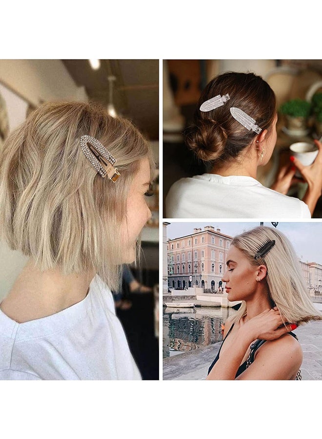 8 قطع مشابك شعر مع كريستالات غير قابلة للانحناء - مصنوعة من المعدن اللامع مع تصميم بشكل الماس، مشابك شعر بدون علامات أو تجاعيد، مشابك تلبيس لولبية للنساء لتطبيق المكياج وتسريحات الشعر - Image 4