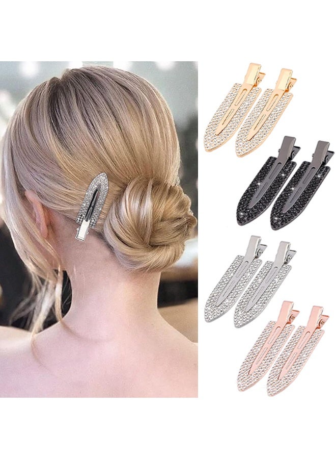 8 قطع مشابك شعر مع كريستالات غير قابلة للانحناء - مصنوعة من المعدن اللامع مع تصميم بشكل الماس، مشابك شعر بدون علامات أو تجاعيد، مشابك تلبيس لولبية للنساء لتطبيق المكياج وتسريحات الشعر - Image 1