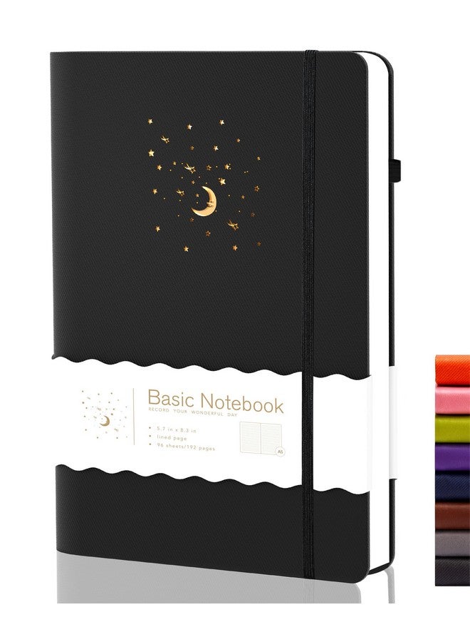 CAGIE Lined Journal Notebook for Work, 196 Pages, 5.7" x 8.3", Hardcover Notebook Journals for Writing Women Men Note Taking Diary with Pen Loop (Black Ruled), Gifts - Image 1