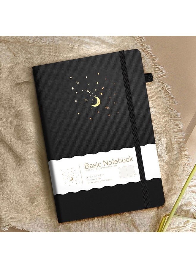 CAGIE Lined Journal Notebook for Work, 196 Pages, 5.7" x 8.3", Hardcover Notebook Journals for Writing Women Men Note Taking Diary with Pen Loop (Black Ruled), Gifts - Image 2