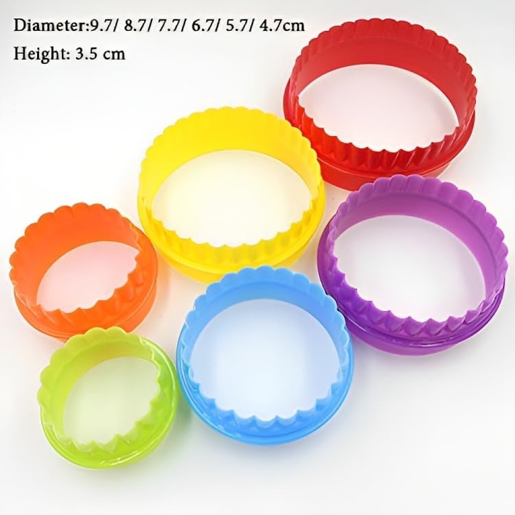 Baking Set Colourful Round Shape CookieBiscuitPastry FondantFruits and Cake CutterMould for Kitchen 5 pcs