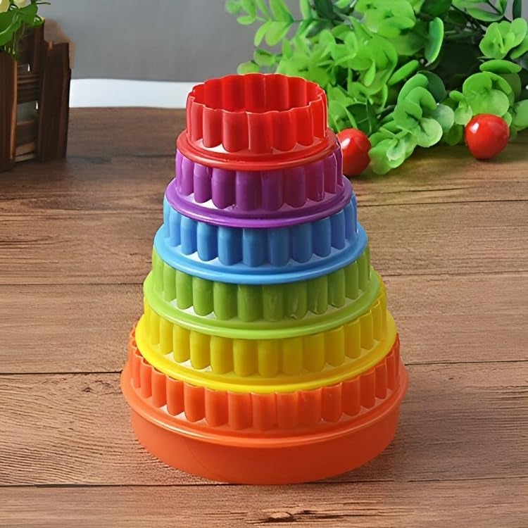 Baking Set Colourful Round Shape CookieBiscuitPastry FondantFruits and Cake CutterMould for Kitchen 5 pcs