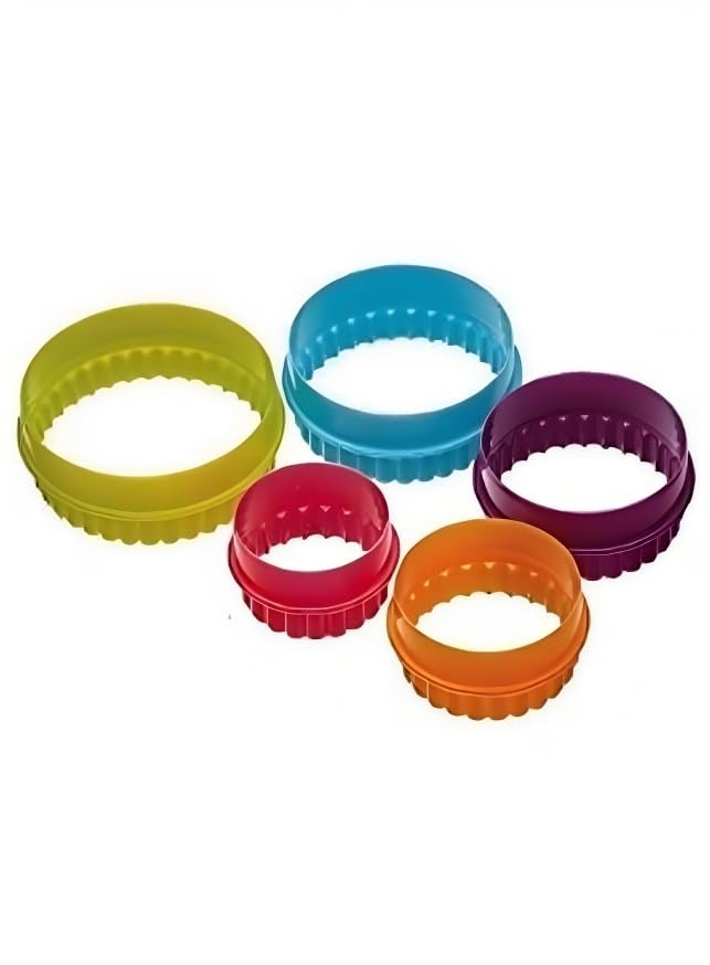 Baking Set Colourful Round Shape CookieBiscuitPastry FondantFruits and Cake CutterMould for Kitchen 5 pcs