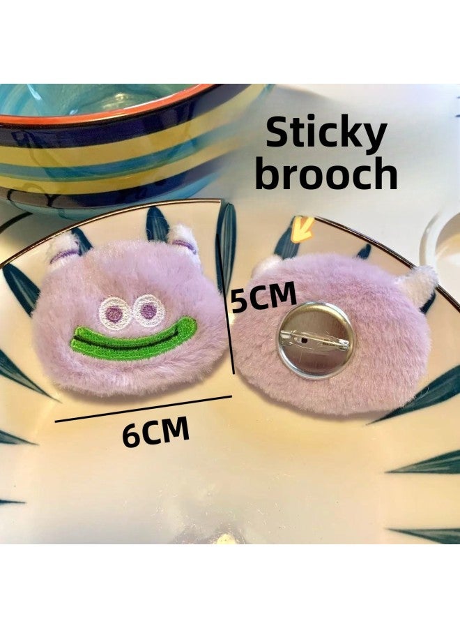 Cute Plush Monster Cartoon Hair Monster Bag Scarf Shoes And Socks Accessories Accessories Girl Doll Funny Accessories-Color:Purple Monster Sticky Brooch - Image 1
