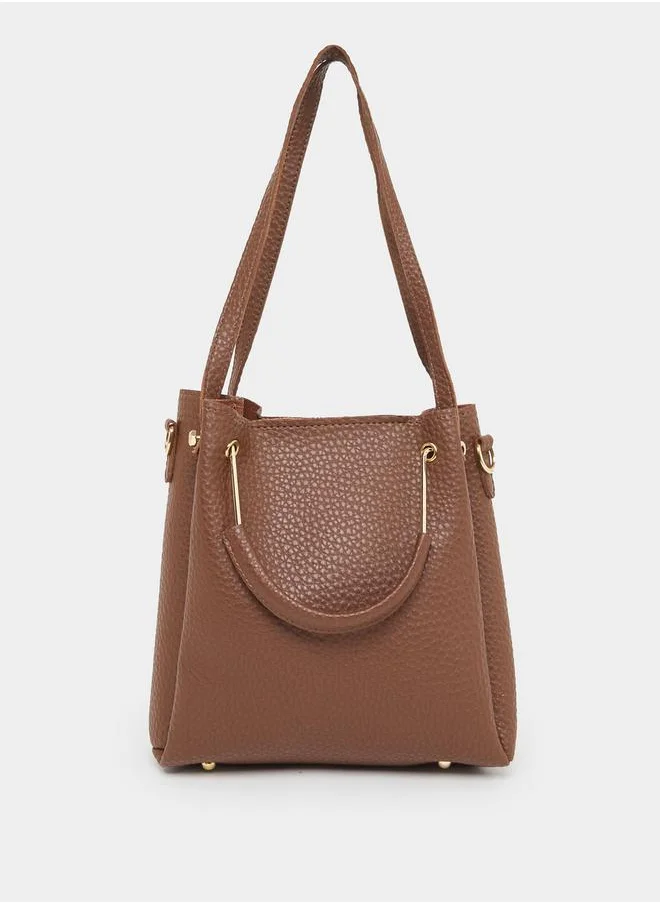 Styli Pebble Textured Handbag with Dual Handle
