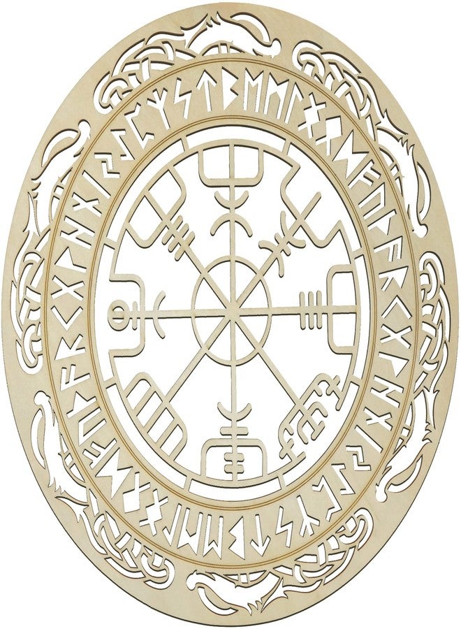 Fourth Level Manufacturing Fourth Level MFG Helm of Awe Wall Art 12" Nordic Viking Symbol,Wooden Wall Art Décor, Vegyisir Wall Art Perfect for Nordic Art Enthusiast - Image 1