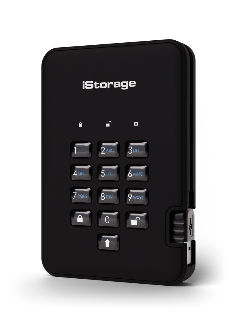 iStorage diskAshur2 SSD 2TB Black- Secure portable SSD- Password protected- Dust & water resistant- Hardware Encryption - Image 1